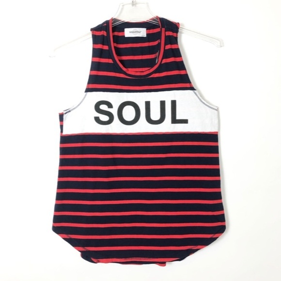 soulcycle Tops - SOULCYCLE Navy Red Racerback Striped Tank Top